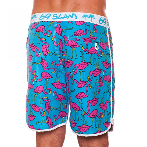 Costume de baie pentru bărbați 69SLAM Short Boardshort Medium Flamingo albastru