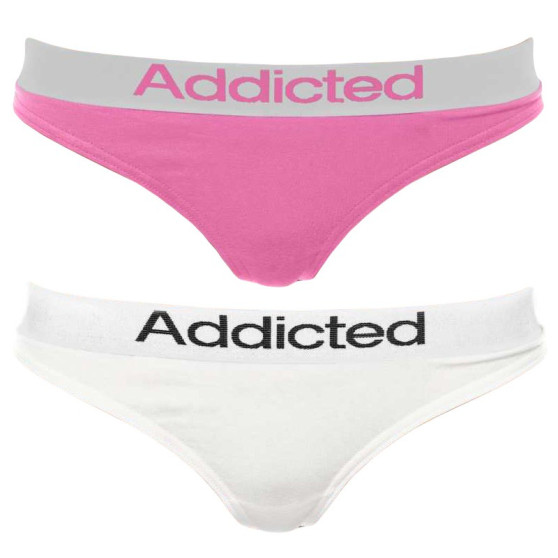 2PACK tanga pentru femei  alb roz Addicted
