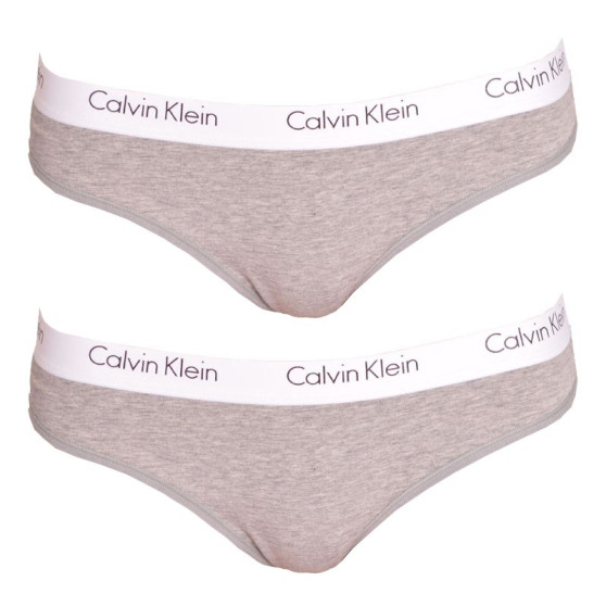 2PACK tanga pentru femei Calvin Klein gri (QD3583E-020)