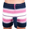 Pantaloni scurți tricotați manual Infantia dungi roz albastru și alb