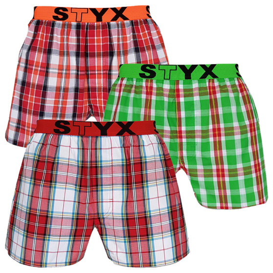 3PACK Boxeri largi bărbați Styx elastic sport multicolor (B6323338)