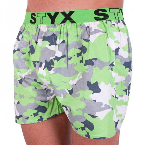 Boxeri largi bărbați Styx art sport cauciuc verde camuflaj verde (B559)
