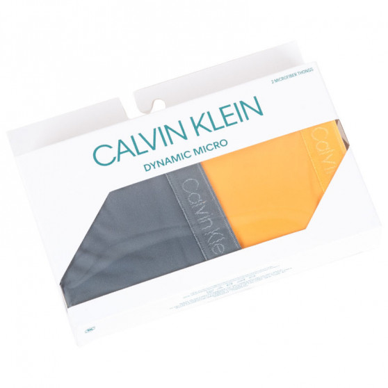 2PACK tanga damă Calvin Klein multicolor (QD3695E-TSR)