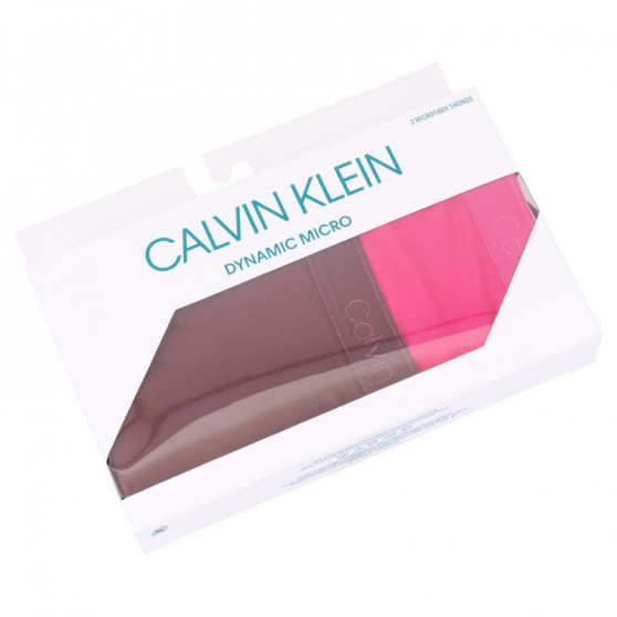 2PACK tanga damă Calvin Klein multicolor (QD3695E-TMU)