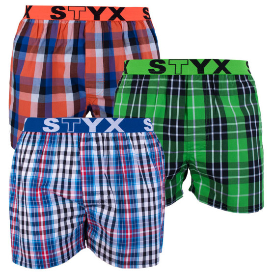 3PACK Boxeri largi bărbați Styx elastic sport multicolor (B7100406)