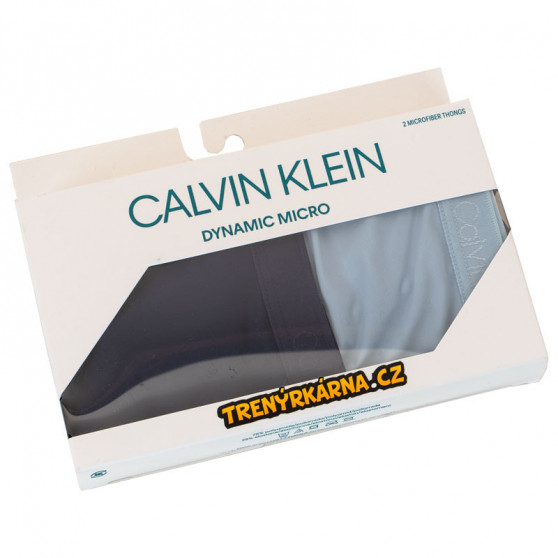 2PACK tanga pentru femei Calvin Klein albastru (QD3695E-AAN)
