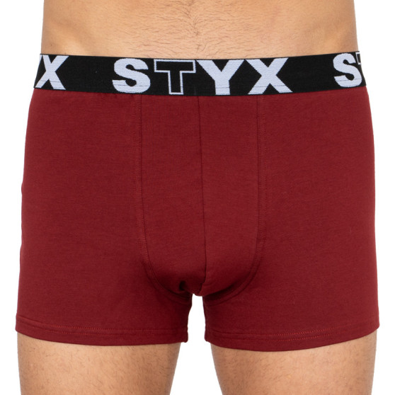 Boxeri bărbați Styx elastic sport supradimensionat culoarea vinului (R1060)