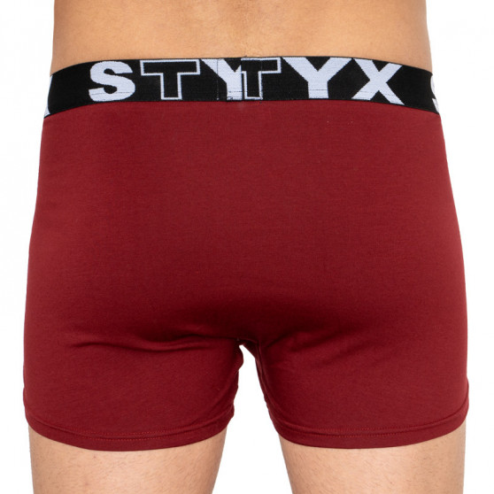 Boxeri bărbați Styx elastic sport supradimensionat culoarea vinului (R1060)