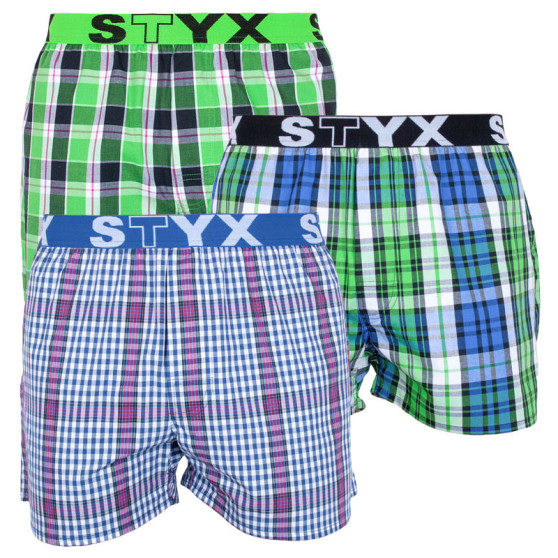 3PACK Boxeri largi bărbați Styx elastic sport multicolor (B7323839)