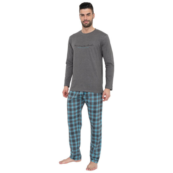 Pijamale pentru bărbați Gino gri albastru (79075)