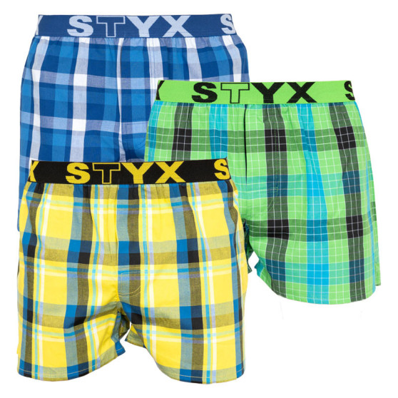 3PACK Boxeri largi bărbați Styx elastic sport multicolor (B8040510)