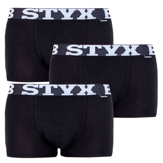 3PACK boxeri pentru bărbați Styx bambus sport elastic negru (V9606060)