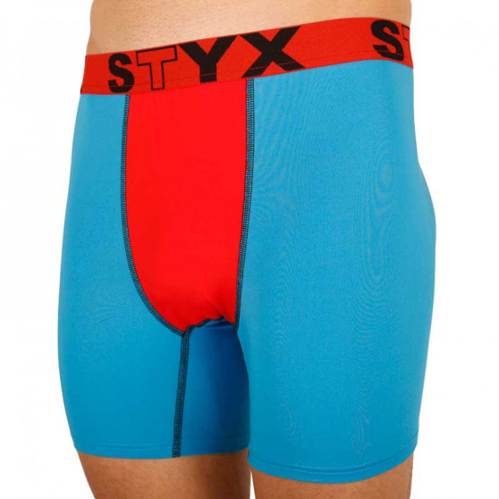 Boxeri funcționali pentru bărbați Styx albaștri cu elastic roșu (W961)