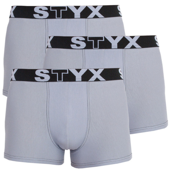 3PACK boxeri pentru bărbați Styx sport elastic supradimensionat gri (R10676767)