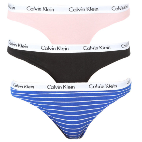 3PACK tanga damă Calvin Klein multicolor (QD3587E-JMO)