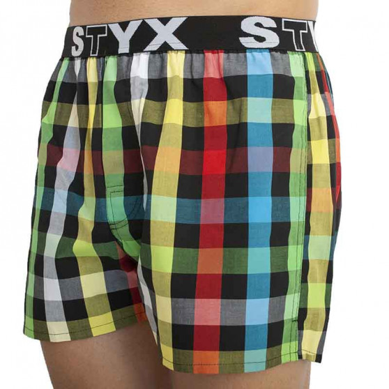 3PACK Boxeri largi bărbați Styx elastic sport multicolor (B8212228)