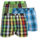 3PACK Boxeri largi bărbați Styx elastic sport multicolor (B8212228)