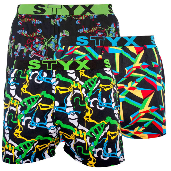 3PACK Boxeri largi bărbați Styx elastic sport multicolor (B9565758)