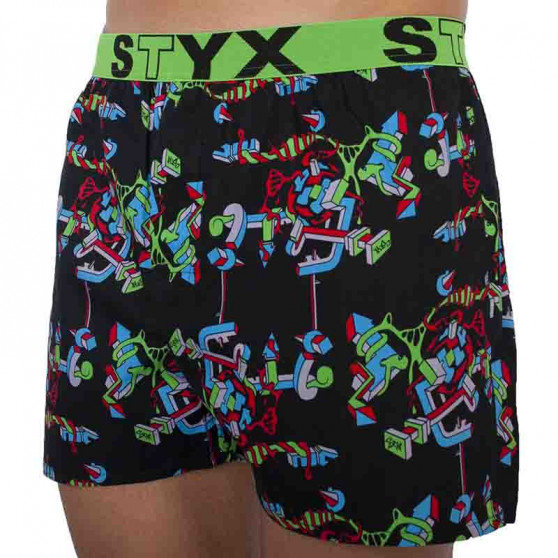 3PACK Boxeri largi bărbați Styx elastic sport multicolor (B9565758)
