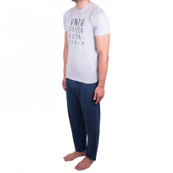 Pijamale pentru bărbați Molvy albastru gri (AV-4310)