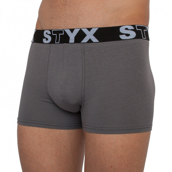 3PACK Boxeri bărbați Styx elastic sport mărimi mari gri închis (R10636363)