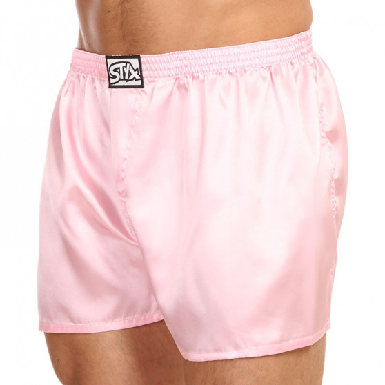 Boxeri largi bărbați Styx elastic clasic satin roz (C1160)