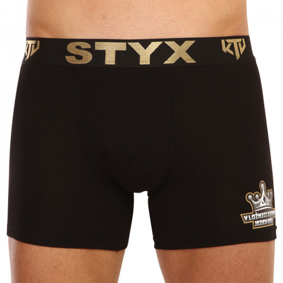 3PACK bărbați boxer pantaloni scurți Styx / KTV lung sport sport elastic negru (UTZUTCLUTCK960)