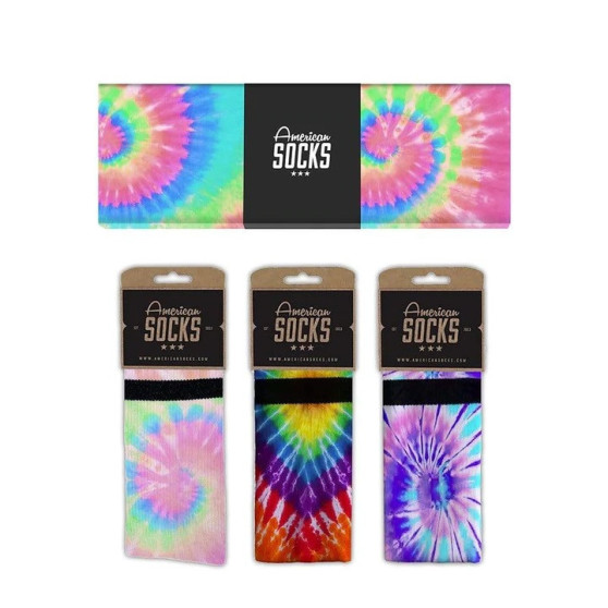 3PACK American Socks Șosete Tie Dye în cutie cadou (ASB012)