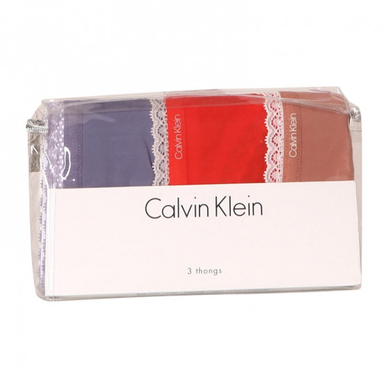 3PACK tanga damă Calvin Klein multicolor (QD3802E-147)