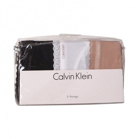3PACK tanga damă Calvin Klein multicolor (QD3802E-FIY)