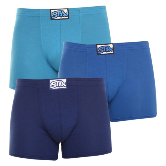 3PACK boxeri bărbați Styx long elastic clasic albastru (F9676869)