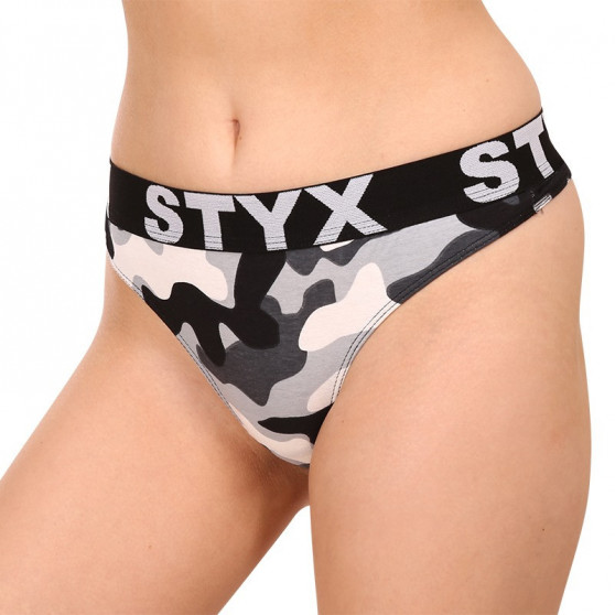 Tanga damă Styx art elastic sport camuflaj (IT1457)