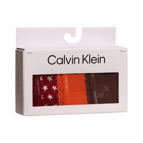 3PACK tanga damă Calvin Klein multicolor (QD3802E-65K)
