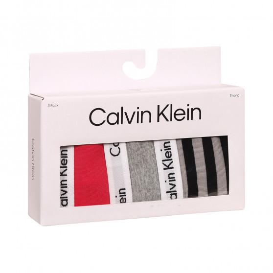 3PACK tanga damă Calvin Klein multicolor supradimensional (QD3800E-658)