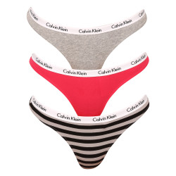 3PACK tanga damă Calvin Klein multicolor supradimensional (QD3800E-658)