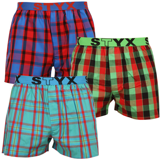 3PACK Boxeri largi bărbați Styx elastic sport multicolor (B9373839)