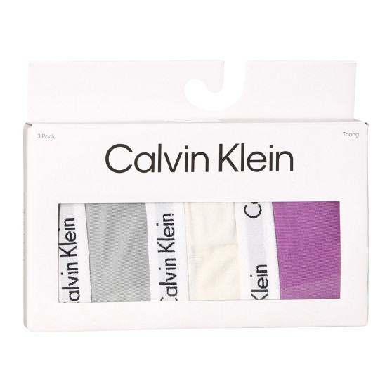 3PACK tanga damă Calvin Klein multicolor (QD3587E-CFU)