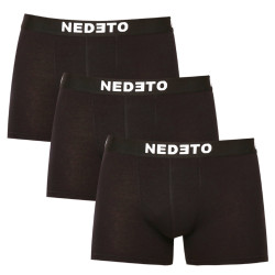 3PACK boxeri bărbați Nedeto negri (3NDTB001-brand)