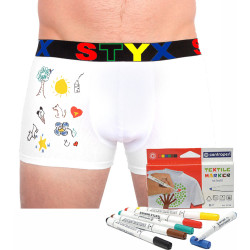 Boxeri bărbați Styx sport cauciuc alb + markere textile (GF1061)