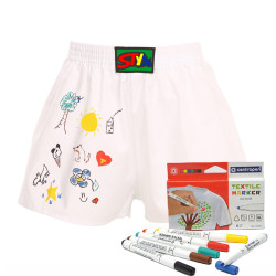 Boxeri largi copii Styx elastic clasic alb + markere textile (JF1061)