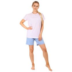 Pijama scurtă pentru femei Molvy dungi albastre și roz