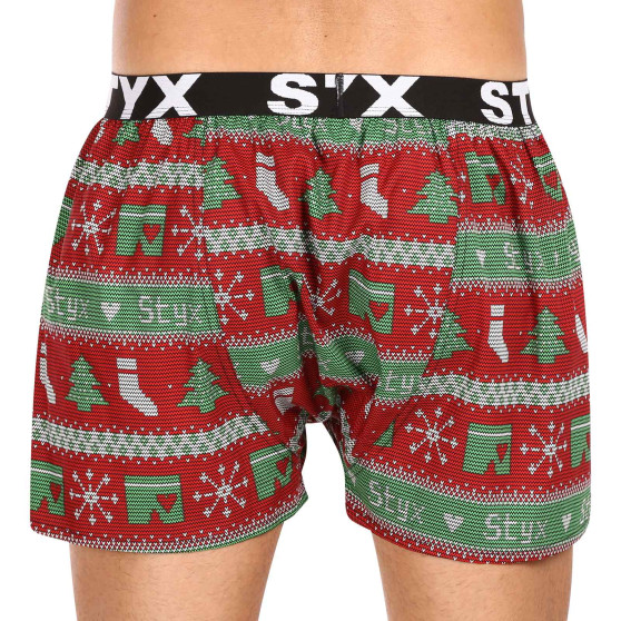 Boxeri largi bărbați Styx art sport elastic sport elastic Crăciun tricotat (B1658)