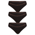 3PACK tanga damă Tommy Hilfiger negri (UW0UW04711 0R7)