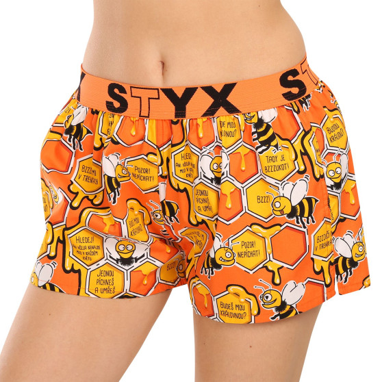 Pantaloni scurți pentru femei Styx artă sporturi de cauciuc albine (T1654)