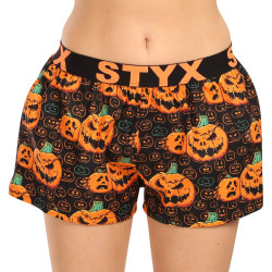 Pantaloni scurți pentru femei Styx art sport cauciuc Halloween dovleac de Halloween (T1755)