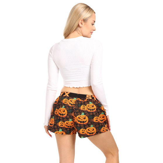 Pantaloni scurți pentru femei Styx art sport cauciuc Halloween dovleac de Halloween (T1755)