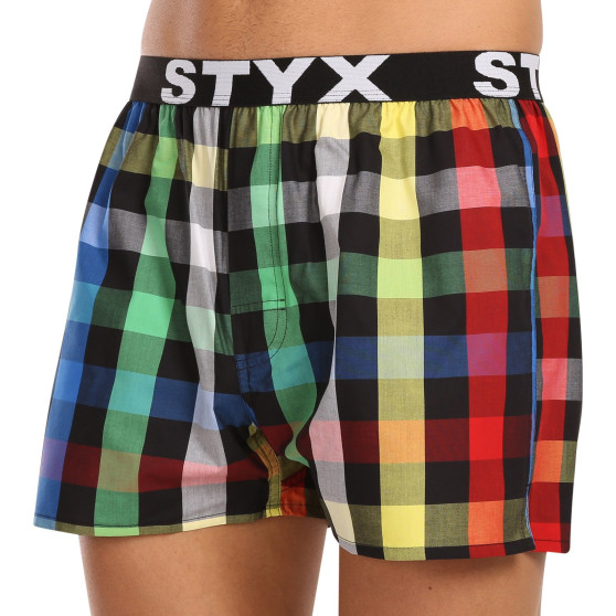 3PACK Boxeri largi bărbați Styx elastic sport multicolor (3B11123)