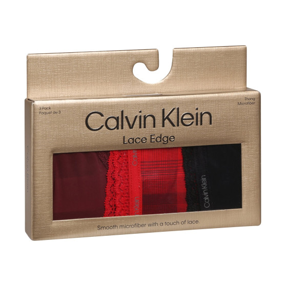 3PACK tanga damă Calvin Klein multicolor (QD5151E-I24)