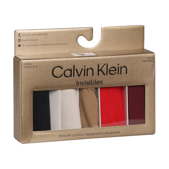 5PACK tanga pentru femei Calvin Klein fără cusur multicolor (QD5147E-HW1)