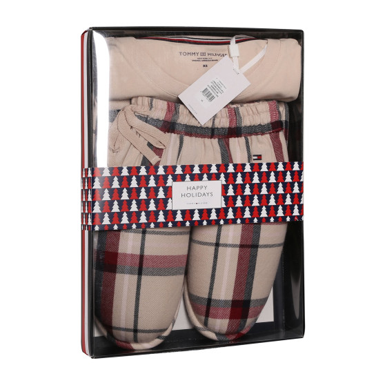 Pijamale pentru femei Tommy Hilfiger cu papuci multicolore în cutie cadou (UW0UW04853 0TA)